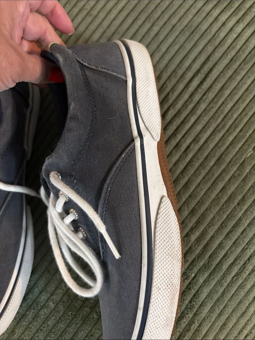Sperry Men’s Navy Canvas Boat Shoes with White Laces